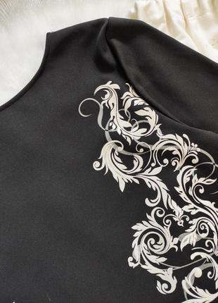 Черное вечернее нарядное короткое платье миди с принтом цветочным белым стрейч батал6 фото