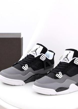 Мужские кроссовки nike air jordan 4 retro black grey white 41-42-43-44-451 фото