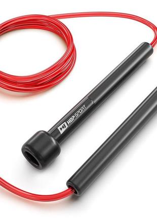 Скакалка hop-sport crossfit new з пластиковыми ручками hs-p025jr красная 275 см