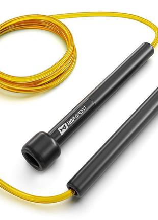 Скакалка hop-sport crossfit new з пластиковыми ручками hs-p025jr желтая
