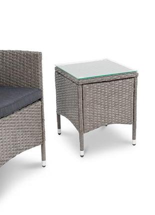 Комплект мебели из ротанга садовый (2 кресла, столик, подушки) di volio siena серый/графитовый1 фото