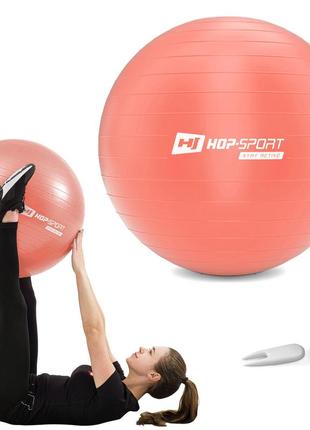 Мяч для фитнеса фитбол hop-sport 55 см розовый + насос 20201 фото