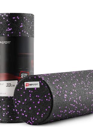 Роллер массажер (валик, ролик) гладкий заполненый hop-sport hs-p033syg epp 33 см черно-фиолетовый3 фото