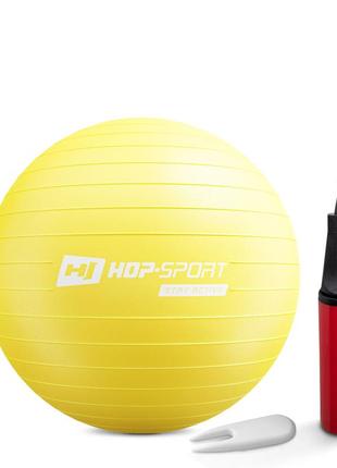 Мяч для фитнеса фитбол hop-sport 55 см желтый + насос 20202 фото
