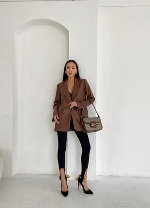 Стильний шкіряний піджак жакет оверсайз