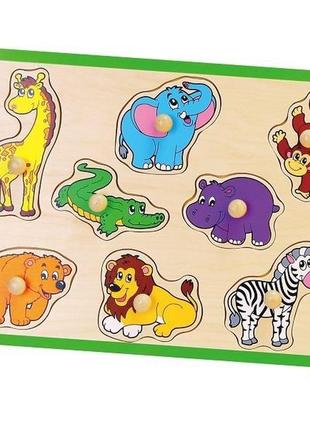 Пазл-вкладыш viga toys "дикие животные" (50019)