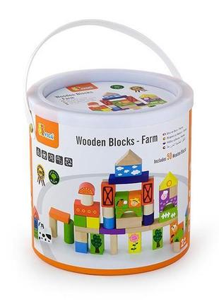 Набор строительных блоков viga toys "ферма", 50 шт., 3 см (50285)