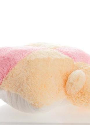 Подушка-іграшка аліна ведмедик 45 см персиковий з рожевим