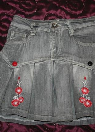 Классная коттоновая серая юбочка, рост 118 см