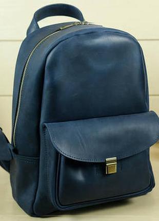 Жіночий шкіряний рюкзак стамбул, натуральна вінтажна шкіра колір синій