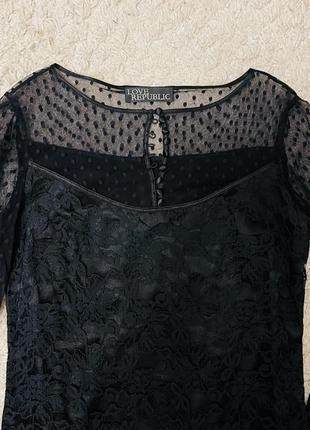 Ажурное платье на подкладке черная мини2 фото