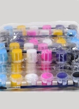 Краски акриловые 6 цветов с кисточкой, jx-661