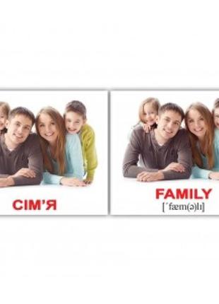 Карточки мини украинско-английские "семья/family" 40 карточек, 271519