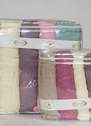 Полотенце лицевое 6 штук gulcan cotton 6*50х90см, 2746_daisy_sacakli