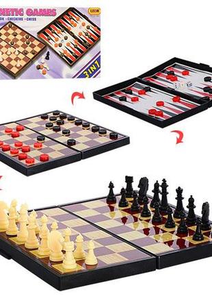 Шахматы, 3 в 1 (шашки, нарды), магнитные, 9831