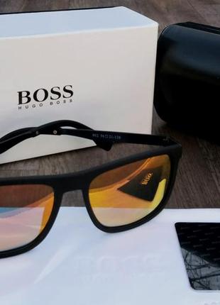 Очки в стиле hugo boss мужские солнцезащитные зеркальные оранжевые1 фото