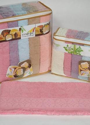 Набор полотенец cestepe cotton delux jacquard 6 штук, 50x90см, 2636_leonardo_sacakli