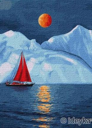 Набор для росписи по номерам идейка красный парус 40*50см, кно2751