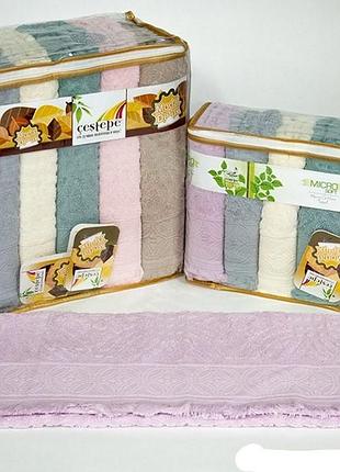 Набор полотенец cestepe cotton delux jacquard 6 штук, 50x90см, 2636_geometrik_sacakli