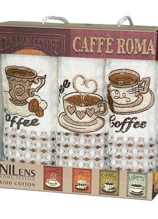 Набор кухонных полотенец nilteks caffe roma 3шт, 35*50см, 3441