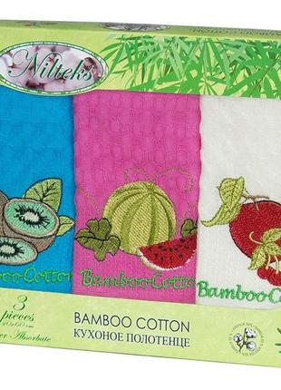 Набір кухонних рушників nilteks bamboo-cotton fruits 3шт 40*60, 3520