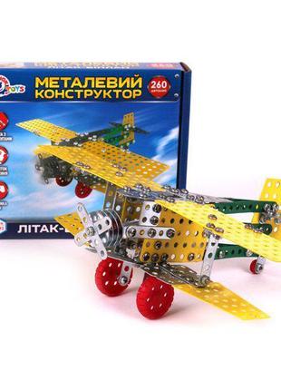 Конструктор металлический "самолет-биплан технок", 4791