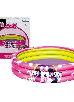 Бассейн детский bestway "минни", 122-25см, круглый, 3 кольца, 91079