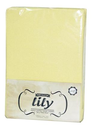 Простынь трикотажная acelya lily на резинке, 2 наволочки, 160*200см, желтый, 3817