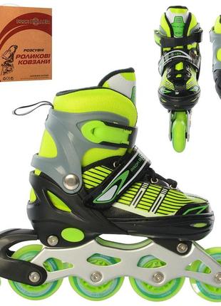 Ролики раздвижные profi, шнур+бакля, алюминиевая рама, зеленые, a4139-s-gr