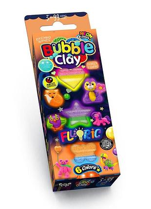 Шариковый пластилин "bubble clay" fluoric, 6 цветов, укр., bbc-fl-6-01u,02u