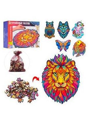 Деревянная игрушка пазлы 6 видов (животные, птицы), размер а5, md1621