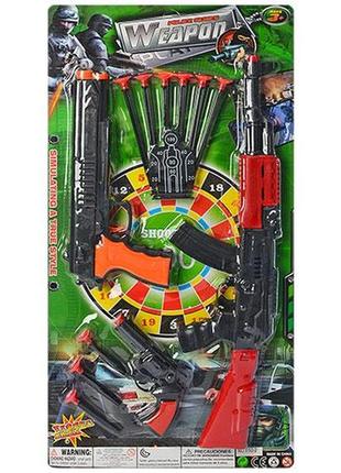 Игрушечный набор военного с автоматом, пистолетом, присосками, мишенью, 650-2