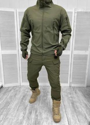 Тактический костюм хаки softshell  с капюшоном s