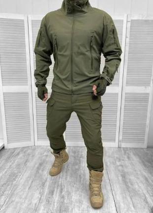 Тактичний костюм хакі softshell  з капюшоном s