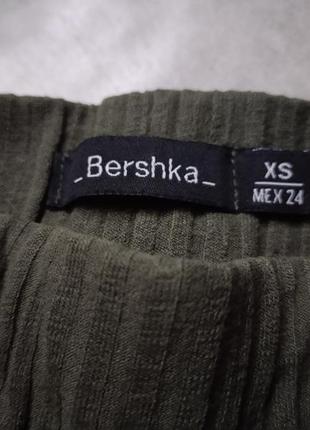 Штани кюлоти брюки капрі в рубчик хакі bershka4 фото