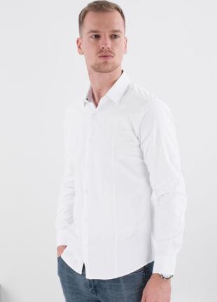 Мужская белая классическая рубашка чоловіча сорочка