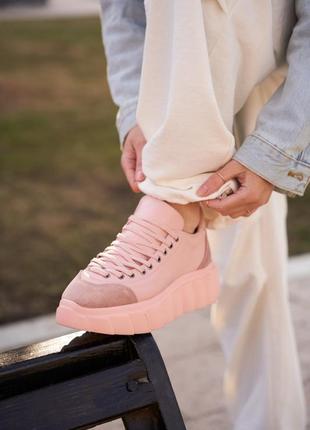 Кроссовки женские leather suede pink