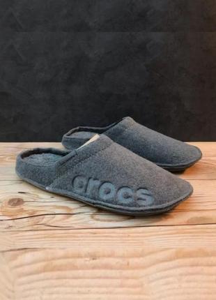 Крокс бая домашние тапцы с теплым мехом серые crocs baya slippers grey