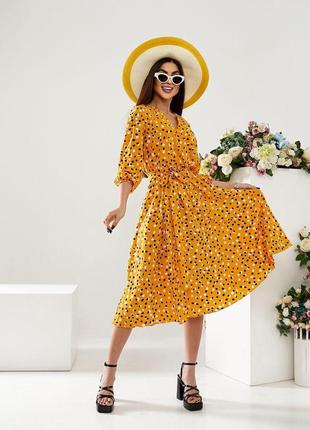 Очаровательное легкое платье цветочный принт желтый 42-52