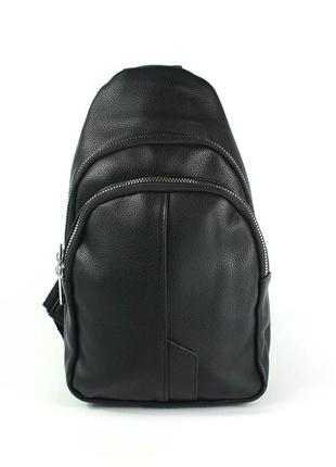 Жіночий нагрудний молодіжний рюкзак слінг сумка через плече чорного кольору модна сумочка8 фото