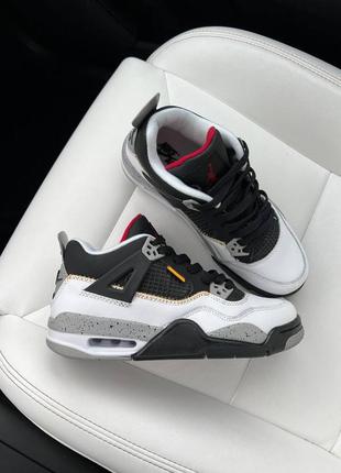 Женские кожаные кроссовки jordan retro 4 white black new#найк