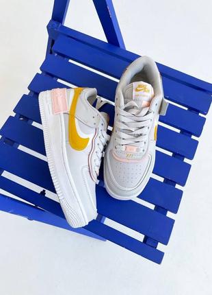 Кроссовки nike air force 1 shadow light grey yellow5 фото