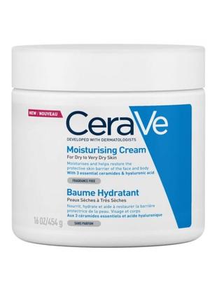 Cerave moisturizing cream baume hydratant 454 мл увлажняющий крем для сухой кожи лица и тела4 фото