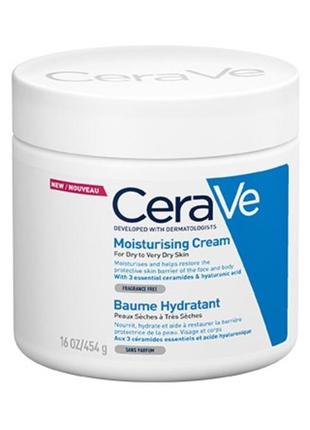Cerave moisturizing cream baume hydratant 454 мл увлажняющий крем для сухой кожи лица и тела1 фото