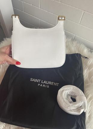 Женская кожаная брендовая белая сумка ysl6 фото