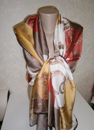 Шикарный, большой женский шарф с натуральным шелком.3 фото