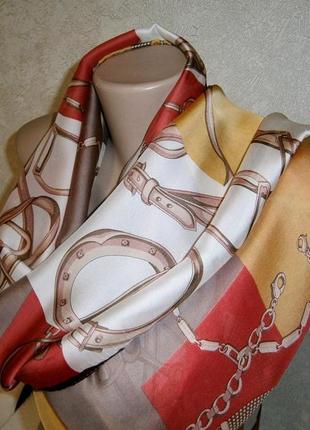 Шикарный, большой женский шарф с натуральным шелком.1 фото