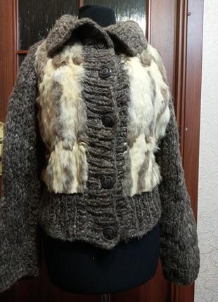 Кофта,верблюжья шерсть + кролик мех,,батал,р.52,50,48.ц.380 гр