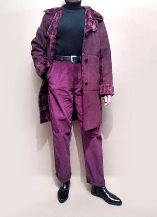 Винтажная дубленка из 90 х . искусственная дубленка . пальто на меху . пальто -дубленка . демисезонное пальто . винтаж .1 фото