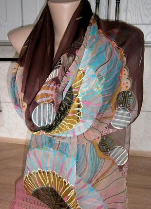 Шикарний, жіночий шарф зі штучного шовку.4 фото